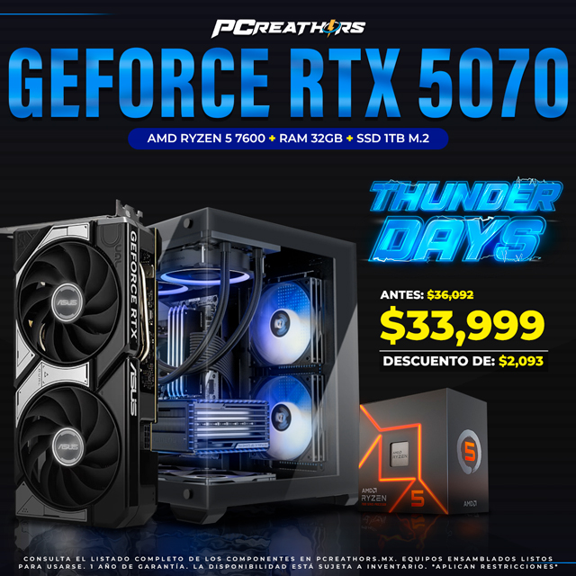 TUD025 - EQUIPO AMD Ryzen 5 7600 + RAM 32GB + GeForce RTX 5070