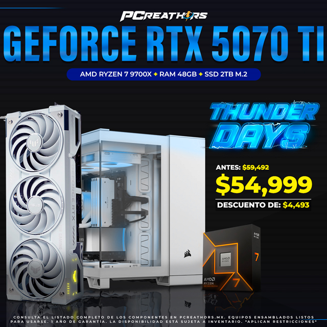 TUD028 - EQUIPO AMD Ryzen 7 9700X + RAM 48GB + GeForce RTX 5070 Ti