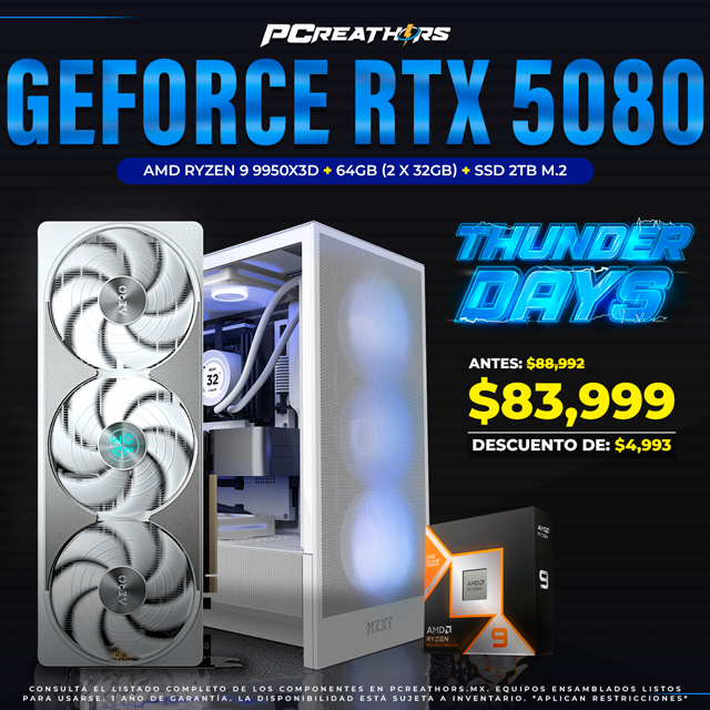 TUD037 - EQUIPO AMD Ryzen 9 9950X3D + 64GB (2 x 32GB) + GeForce RTX 5080