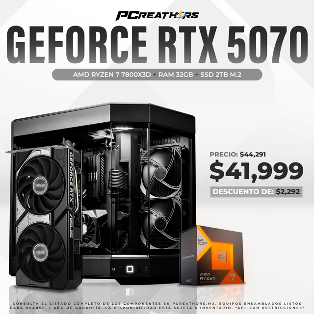 TUD040 - Equipo AMD Ryzen 7 7800X3D + 32GB + GeForce RTX 5070