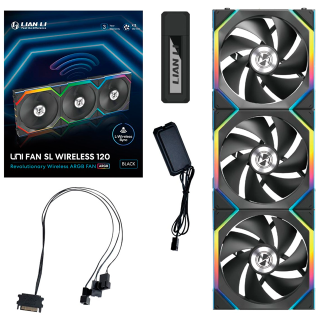 Kit Ventiladores Lian Li UNI FAN SL Wireless 120, 3x 120mm, 2000RPM, ARGB, Negro