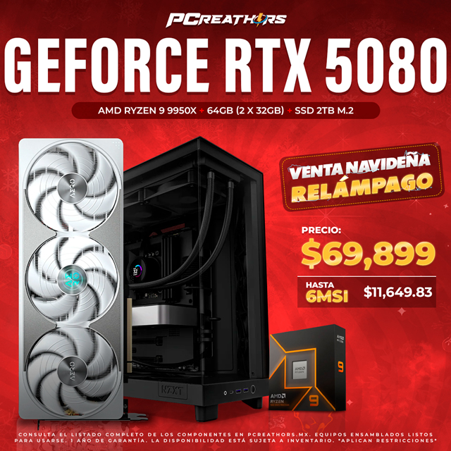 USR002 - Equipo AMD Ryzen 9 9950X + 64GB (2 x 32GB) + GeForce RTX 5080