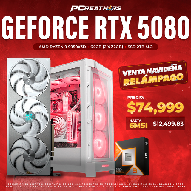 USR006 - Equipo AMD Ryzen 9 9950X3D + 64GB - 2 x 32GB + GeForce RTX 5080