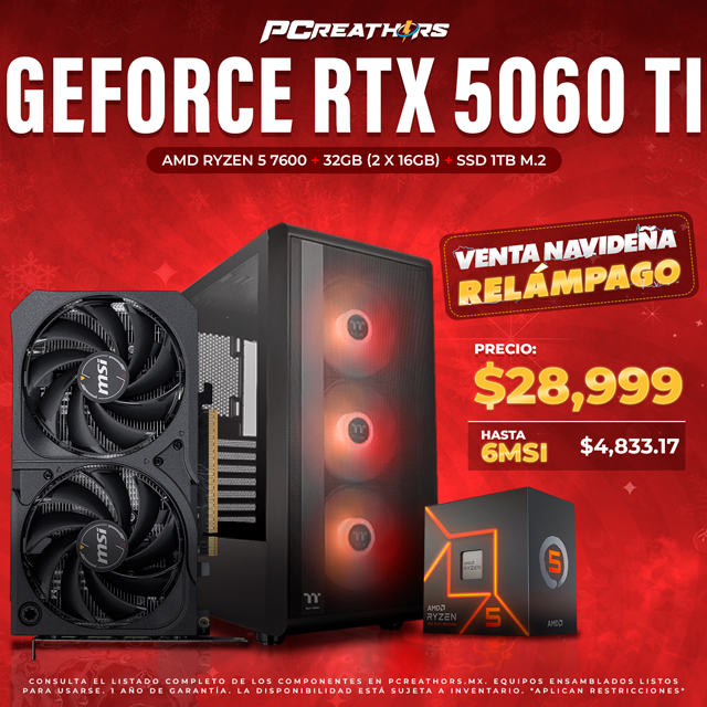 USR008 - Equipo AMD Ryzen 5 7600 + 32GB - 2 x 16GB + GeForce RTX 5060 Ti