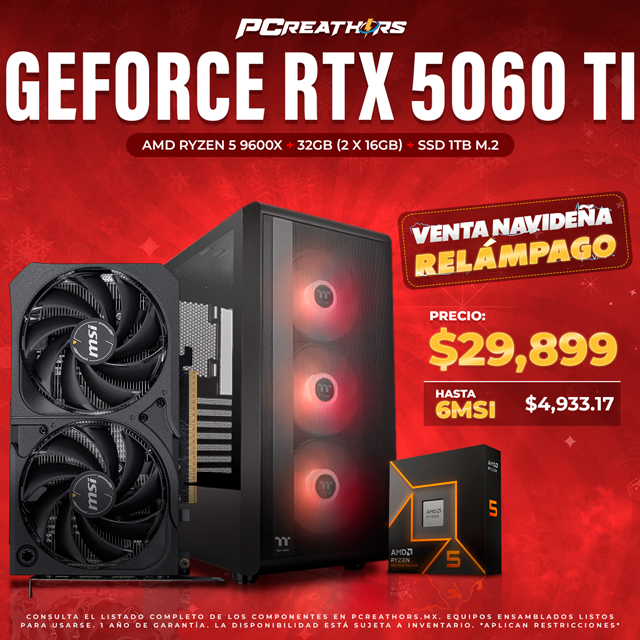 USR009 - Equipo AMD Ryzen 5 9600X + 32GB - 2 x 16GB + GeForce RTX 5060 Ti