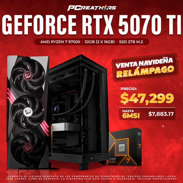 USR010 - Equipo AMD Ryzen 7 9700X + 32GB - 2 x 16GB + GeForce RTX 5070 Ti