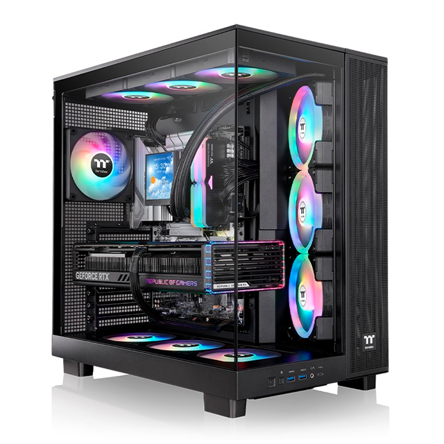 Gabinete Thermaltake View 380 XL TG ARGB, Midi-Tower, ATX/Micro-ATX/Mini-ITX, USB 3.0, sin Fuente, 4 Ventiladores Instalados, Negro