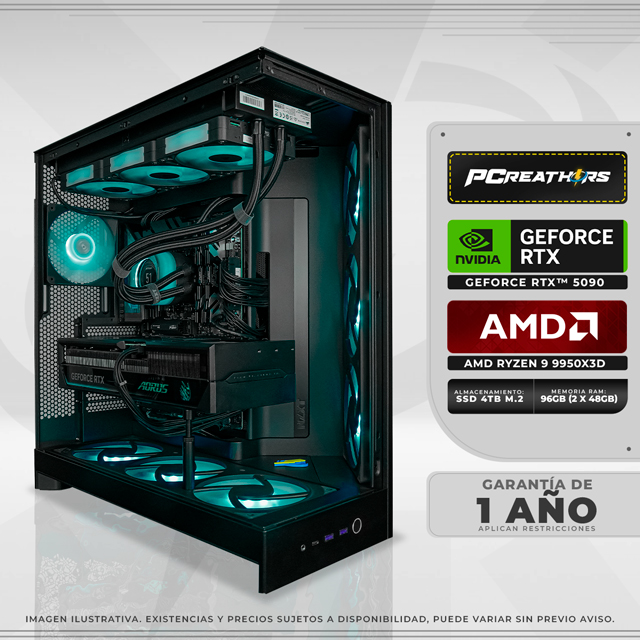 PCRB028 - Equipo AMD Ryzen 9 9950X3D + 96GB (2 X 48GB) + GeForce RTX 5090