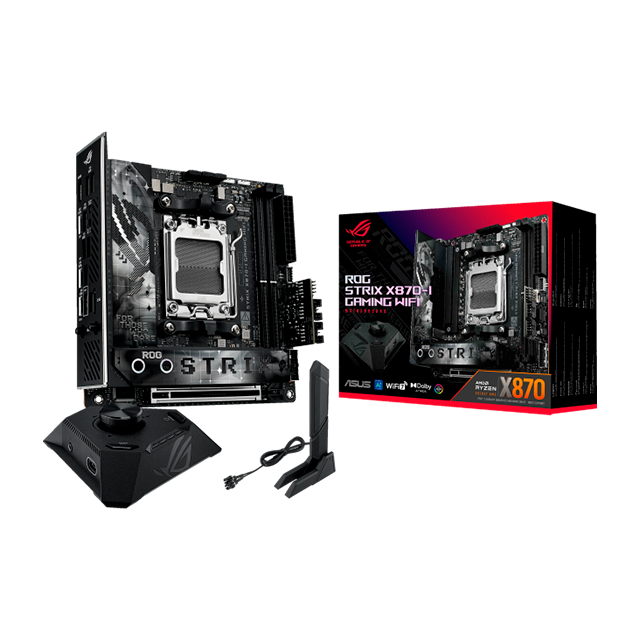 Tarjeta Madre ASUS ROG STRIX X870-I GAMING WIFI, ATX, Socket AM5, AMD X870, 128GB DDR5, HDMI/DP para AMD