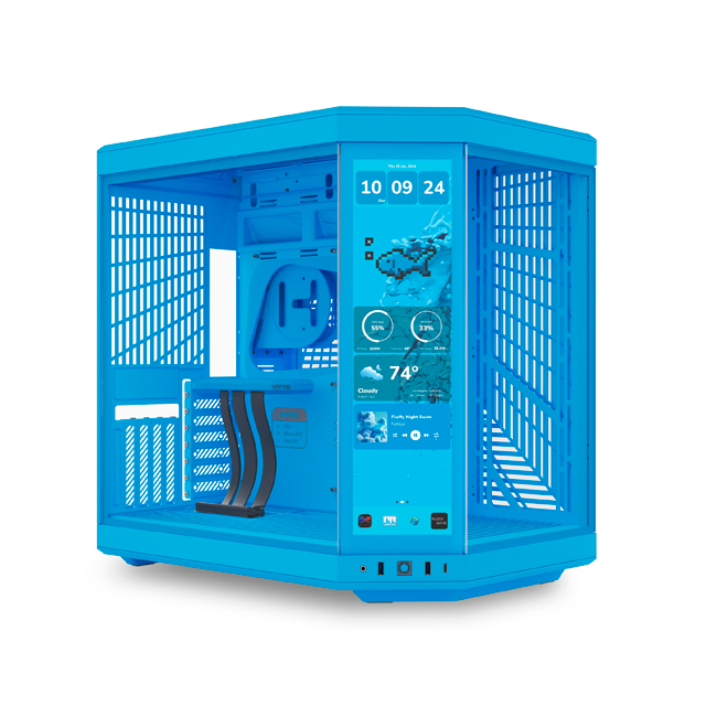 Gabinete HYTE Y70 Milk Touch, Dual Chamber, ATX, Mid Tower, Panel Táctil LCD 2.5K Integrado, Azul