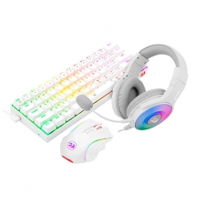 Kit Gamer de Teclado, Mouse y Audífonos Redragon S129W, Alámbrico, USB/3.5mm, Blanco (Ingles)