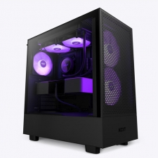 Gabinete NZXT H5 Flow RGB con Ventana, Midi-Tower, Mini-ITX/Micro-ATX/ATX, USB 3.2, sin Fuente, 4 Ventiladores Instalados, Negro