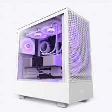 Gabinete NZXT H5 Flow RGB con Ventana, Midi-Tower, Mini-ITX/Micro-ATX/ATX, USB 3.2, sin Fuente, 4 Ventiladores Instalados, Blanco