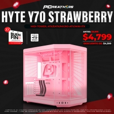 BFA046 - Gabinete Hyte Y70 Strawberry Milk, Midi-Tower, ATX/EATX/Micro-ATX/Mini-ITX, USB 3.0, sin Fuente, sin Ventiladores Instalados, Rosa