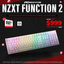 BFA055 - Teclado Gamer NZXT Function 2 RGB, Teclado Mecánico, Switch Óptico, Alámbrico, USB, Blanco