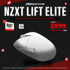 BFA057 - Mouse Gamer NZXT Lift Elite Wireless, Inalámbrico, Óptico, 26.000DPI, RF Inalámbrico, Blanco
