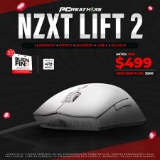 BFA058 - Mouse Gamer Ergonómico NZXT Lift 2 Symm, Alámbrico, Óptico Blanco