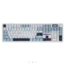 Teclado Gamer AULA F108 PRO, 100%, Switch Lineal, Inal&aacute;mbrico, White/Black/Blue, Ingles