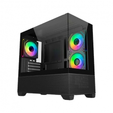 Gabinete Cooler Master ELITE 490, Vidrio templado, M- ATX,3*FAN, Sin fuente, 1 X USB TIPO C, Negro
