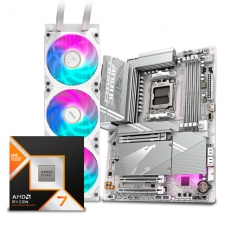 PROCESADOR AMD RYZEN 7 9800X3D + X870 AORUS ELITE ICE + WATERFORCE 360 ICE