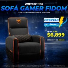 OFC014 - Cougar Sof&aacute; Gamer FIDOM, hasta 150Kg, Negro/Naranja