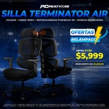 OFC015 - Cougar Silla Gamer Ergon&oacute;mica TERMINATOR AIR, hasta 120kg, Negro