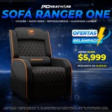 OFC016 - Cougar Sof&aacute; Gamer Ranger One, hasta 160kg, Negro/Naranja