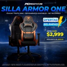 OFC020 - Cougar Silla Gamer Armor One, hasta 120kg, Negro/Naranja