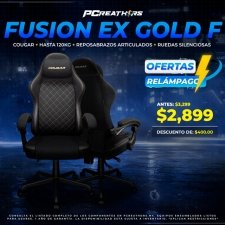 OFC021 - Cougar Silla Gamer Ergon&oacute;mica FUSION EX GOLD F, hasta 120kg, Negro/Oro