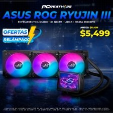 OFR040 - ASUS ROG Ryujin III 360 ARGB Extreme Enfriamiento L&iacute;quido para CPU, 3x 120mm, hasta 2800RPM, Negro