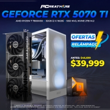 PCRA693 - Equipo AMD Ryzen 7 7800X3D + 32GB (2 x 16GB) + GeForce RTX 5070 Ti - OFERTAS RELÁMPAGO
