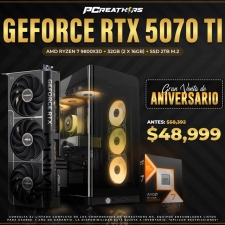 PCRB022 - EQUIPO AMD Ryzen 7 9800X3D + 32GB (2x16GB) + GeForce RTX 5070 Ti