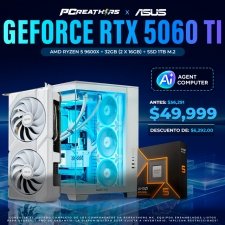 PCRB187 - EQUIPO AMD Ryzen 5 9600X + 32GB (2x16GB) + GeForce RTX 5060 Ti (Powered by Asus AGENT COMPUTER)