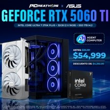 PCRB188 - EQUIPO Intel Core Ultra 7 270K Plus + 32GB (2x16GB) + GeForce RTX 5060 Ti (Powered by Asus AGENT COMPUTER)