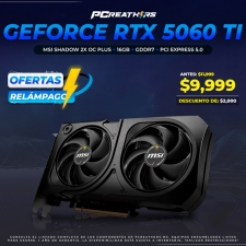 BFA043 - Tarjeta de Video MSI NVIDIA GeForce RTX 5060 Ti SHADOW 2X OC PLUS, 16GB 128-bit GDDR7, PCI Express 5.0