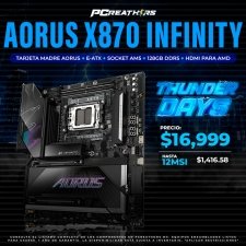 TDB006 - Tarjeta Madre AORUS X870 AORUS INFINITY, E-ATX, Socket AM5, AMD X870, 128GB DDR5, HDMI para AMD