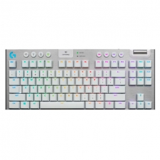 Teclado Gamer Logitech G915 TKL RGB, Teclado Mecánico, Switch GL Táctil, Inalámbrico, Blanco (Inglés)