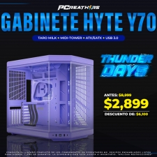 TUD003 - Gabinete Hyte Y70 Taro Milk, Midi-Tower, ATX/EATX/Micro-ATX/Mini-ITX, USB 3.0, sin Fuente, sin Ventiladores Instalados, Morado