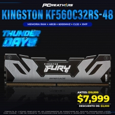 TUD015 - Memoria RAM Kingston KF560C32RS-48 DDR5, 6000MHz, 48GB, CL32, XMP, Plata